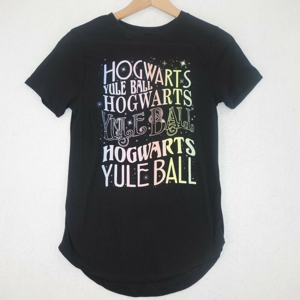 Harry Potter Junior 3/5 Hogwarts Yule Ball Black Graphic Tee Shirt Crew Neck